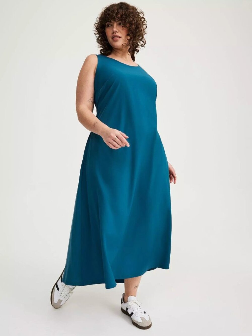 NWOT Torrid Teal Maxi Dress 3X Smocked Waist Sleeveless Plus Size